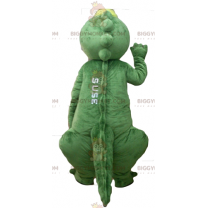 Grön och gul dinosauriekrokodil BIGGYMONKEY™ maskotdräkt -