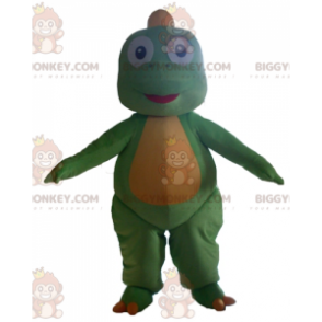 Słodki i ujmujący kostium maskotki zielono-żółtego dinozaura