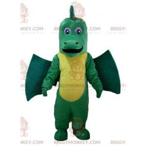 Costume de mascotte BIGGYMONKEY™ de dragon vert et jaune géant