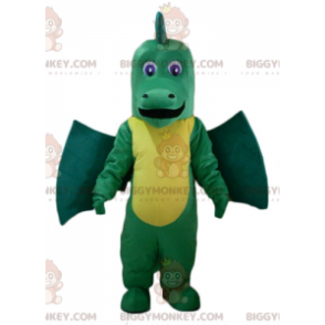 Costume de mascotte BIGGYMONKEY™ de dragon vert et jaune géant