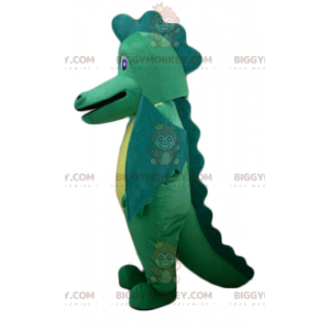 Costume da mascotte gigante e impressionante drago verde e