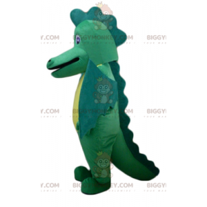 Traje de mascote gigante e impressionante de dragão verde e