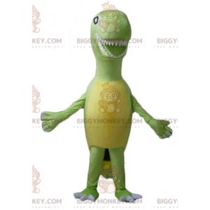 Costume mascotte gigante Tyrex dinosauro verde e giallo