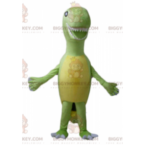Costume mascotte gigante Tyrex dinosauro verde e giallo