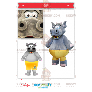 BIGGYMONKEY™ Disfraz de mascota de hipopótamo gris grande con