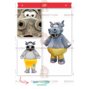 BIGGYMONKEY™ Disfraz de mascota de hipopótamo gris grande con