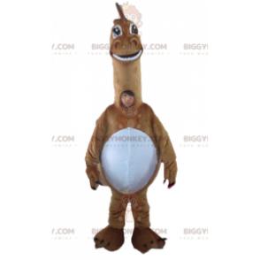 Traje de mascote de dinossauro gigante gigante marrom e branco