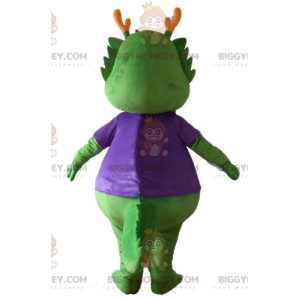 BIGGYMONKEY™ maskottiasu Vihreä dinosaurus pukeutunut erittäin