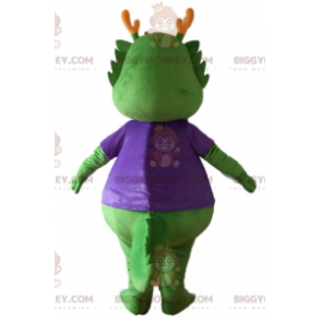 Fantasia de mascote BIGGYMONKEY™ Dinossauro verde vestido em