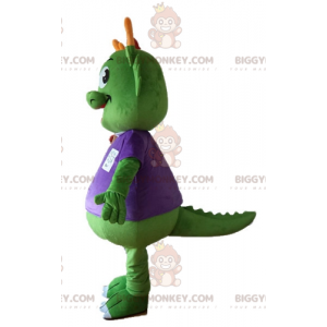 Costume de mascotte BIGGYMONKEY™ de dinosaure vert habillé en