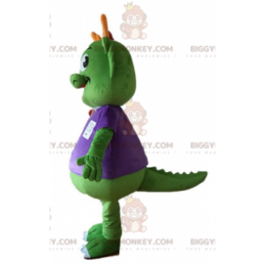 Disfraz de mascota BIGGYMONKEY™ Dinosaurio verde vestido de