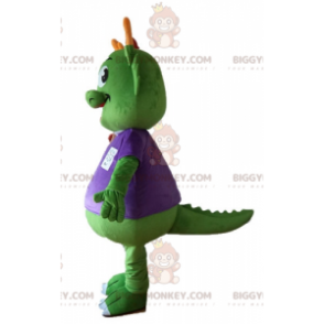 Fantasia de mascote BIGGYMONKEY™ Dinossauro verde vestido em