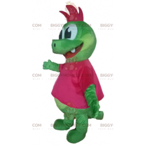 BIGGYMONKEY™ Maskottchen-Kostüm Grüner Dinosaurier-Drache mit