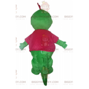 BIGGYMONKEY™ Mascot Costume Green Dinosaur Dragon with Pink