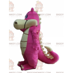 BIGGYMONKEY™ maskotdräkt jätte och förförisk rosa och vit drake