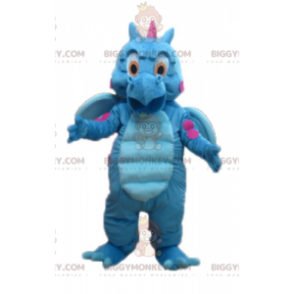 Costume de mascotte BIGGYMONKEY™ de dragon bleu et rose mignon