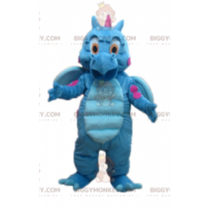 Simpatico e colorato costume da mascotte drago blu e rosa
