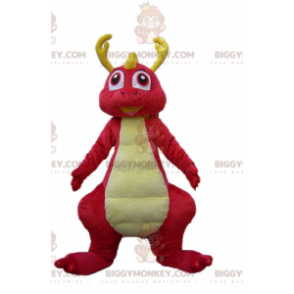 BIGGYMONKEY™ Costume da mascotte di dinosauro rosa e giallo