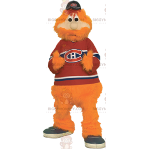 Costume de mascotte BIGGYMONKEY™ d'homme orange barbu et poilu