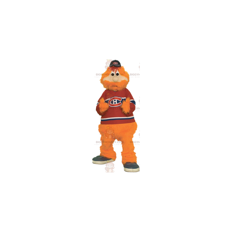 Bebaarde harige oranje man BIGGYMONKEY™ mascottekostuum -