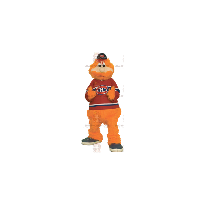 Costume de mascotte BIGGYMONKEY™ d'homme orange barbu et poilu