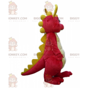 BIGGYMONKEY™ Colorful Smiling Pink and Yellow Dinosaur Mascot