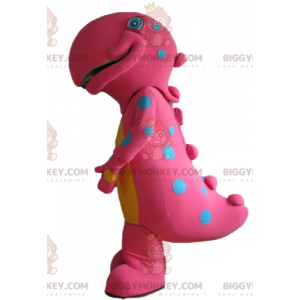 BIGGYMONKEY™ grote dinosaurus roze en geel blauwe stippen