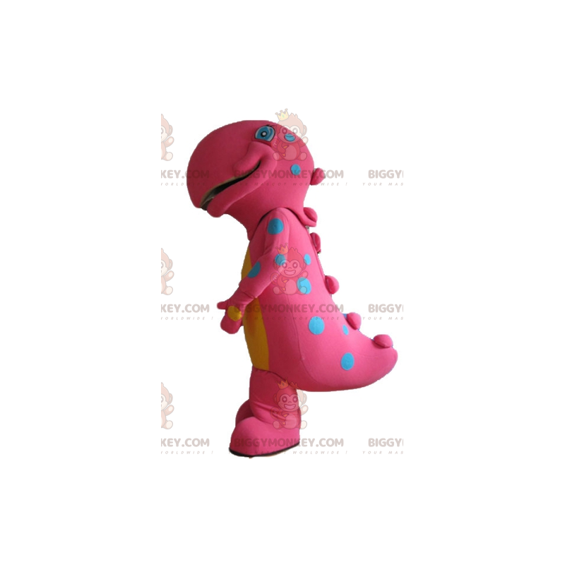 BIGGYMONKEY™ Big Dinosaur Pink and Yellow Blue Polka Dots