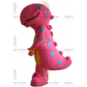 Στολή μασκότ BIGGYMONKEY™ Big Dinosaur Pink and Yellow Blue