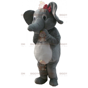 BIGGYMONKEY™ Costume da mascotte Elefante grigio e bianco con