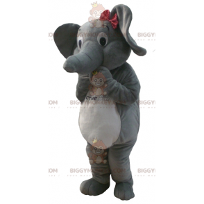 Disfraz de mascota BIGGYMONKEY™ Elefante gris y blanco con