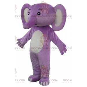 Costume de mascotte BIGGYMONKEY™ d'éléphant violet et blanc -