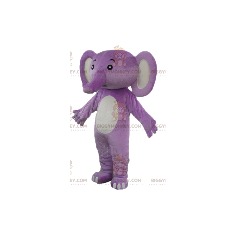 Costume de mascotte BIGGYMONKEY™ d'éléphant violet et blanc -