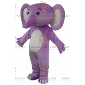 Costume de mascotte BIGGYMONKEY™ d'éléphant violet et blanc -