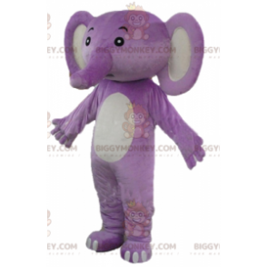 Paarse en witte olifant BIGGYMONKEY™ mascottekostuum -