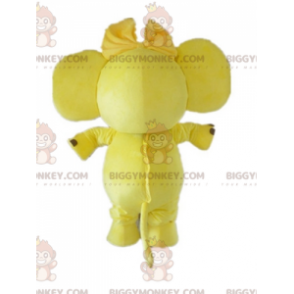 BIGGYMONKEY™ Mascot Costume Yellow and White Elephant with Bow