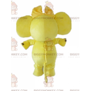 Traje de mascote BIGGYMONKEY™ Elefante amarelo e branco com