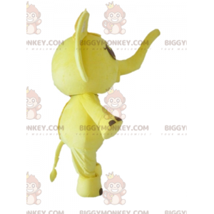 BIGGYMONKEY™ Mascottekostuum gele en witte olifant met strik op