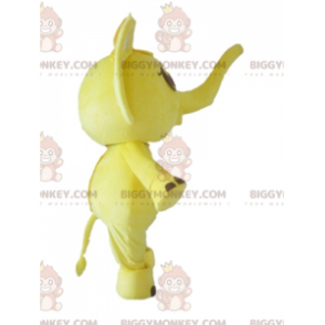 BIGGYMONKEY™ Mascot Costume Yellow and White Elephant with Bow