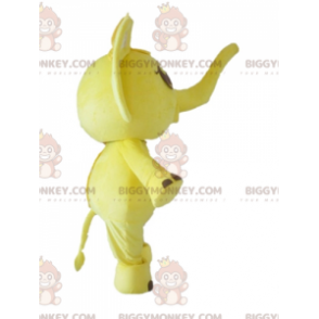 Kostium maskotki BIGGYMONKEY™ Żółto-biały słoń z kokardą na