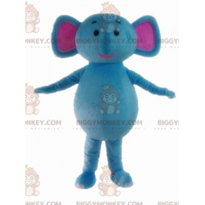 Bonito y colorido disfraz de mascota de elefante azul y rosa