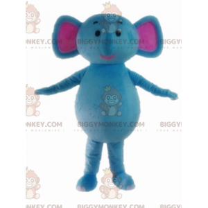 Χαριτωμένο και πολύχρωμο μπλε και ροζ κοστούμι μασκότ ελέφαντα