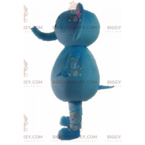 Roztomilý a barevný kostým maskota modrého a růžového slona