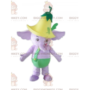 BIGGYMONKEY™ Costume da mascotte Elefante viola in abito verde