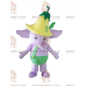 Fantasia de mascote BIGGYMONKEY™ Elefante roxo com roupa verde