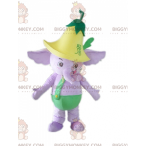 BIGGYMONKEY™ Costume da mascotte Elefante viola in abito verde