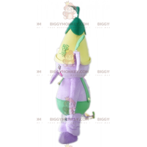 Fantasia de mascote BIGGYMONKEY™ Elefante roxo com roupa verde