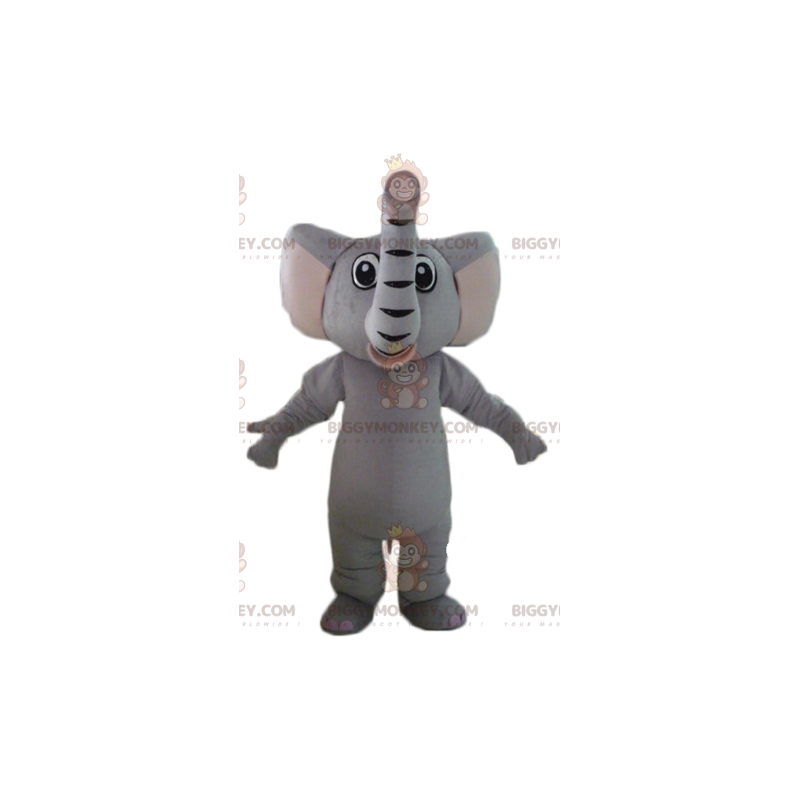 Traje de mascote de elefante cinza BIGGYMONKEY™ totalmente