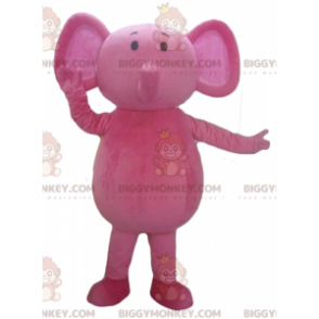 Traje de mascote de elefante rosa totalmente personalizável