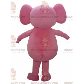 Traje de mascote de elefante rosa totalmente personalizável